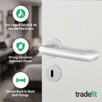 Return to Door Lever on Rose Satin Aluminium Door Handle Kit - Medium Duty FD30/60 - 80mm Sashlock - 5