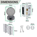 Glass and Polished Chrome Mortice Door Knob Kit - 80mm Sashlock - tradefit - 3