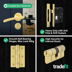 Bosa Satin Brass Lever on Rose Door Handle Kit - 80mm Euro Sashlock and Double Cylinder - Keyed Alike - tradefit - 8