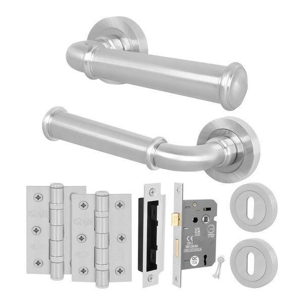 Claro Satin Nickel Lever on Rose Door Handle Kit - Sashlock - tradefit - Featured Image