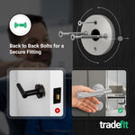 Dumont Satin Nickel Lever on Rose Door Handle Kit - Medium Duty FD30/60 - 80mm Euro Sashlock and Double Cylinder - Keyed to Differ - tradefit - 3