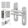 Olbia Satin Nickel Lever on Backplate Door Handle Kit - 80mm Euro Sashlock and Cylinder & Turn - Keyed Alike