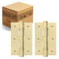Satin Brass Fire Door Hinges - 3 Inch/76mm - Grade 7 Steel Ball Bearing - Pack of 50 Pairs