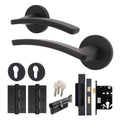 Euroda-Plus Black Lever on Rose Door Handle Pack - 3 Lever Lock & Thumbturn Cylinder
