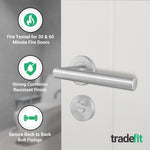 Vigo Stainless Steel Lever on Rose Door Handle Kit - Medium Duty FD30/60 - 80mm Bathroom Lock - tradefit - 5