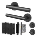 Vigo Lever on Rose Matt Black Door Handle Kit - Medium Duty - 80mm Bathroom Lock