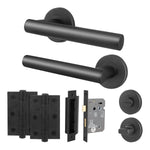 Vigo Lever on Rose Matt Black Door Handle Kit - Medium Duty - 80mm Bathroom Lock - tradefit - 1