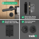 Vigo Lever on Rose Matt Black Door Handle Kit - Medium Duty - 80mm Bathroom Lock - tradefit - 5