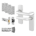 Return to Door Lever on Backplate Satin Aluminium Door Handle Kit - Medium Duty FD30/60 - 76mm Latch