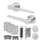 Tapera Polished Chrome Lever on Rose Door Handle Kit - Medium Duty FD30/60 - 80mm Bathroom Lock - tradefit - 1
