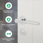 Tapera Polished Chrome Lever on Rose Door Handle Kit - Medium Duty FD30/60 - 80mm Bathroom Lock - tradefit - 2