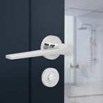 Tapera Polished Chrome Lever on Rose Door Handle Kit - 64mm Bathroom Lock - tradefit - 6