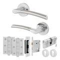 Bosa Duo Style Polished Chrome / Satin Nickel Lever on Rose Door Handle Kit - 80mm Euro Sashlock and Double Cylinder - Master Keyed