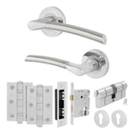 Bosa Duo Style Polished Chrome / Satin Nickel Lever on Rose Door Handle Kit - 80mm Euro Sashlock and Double Cylinder - Master Keyed - tradefit - 1