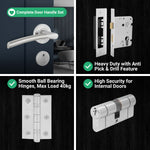 Bosa Duo Style Polished Chrome / Satin Nickel Lever on Rose Door Handle Kit - 80mm Euro Sashlock and Double Cylinder - Keyed to Differ - tradefit - 5