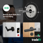 Flores Matt Black Lever on Rose Door Handle Kit - 64mm Bathroom Lock - tradefit - 3