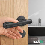 Flores Matt Black Lever on Rose Door Handle Kit - Medium Duty FD30/60 - 80mm Bathroom Lock - tradefit - 6