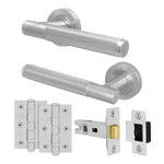 Aurora Satin Nickel Lever on Rose Door Handle Kit - 64mm Latch - 1