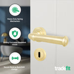 Claro Satin Brass Lever on Rose Door Handle Kit - Sashlock - tradefit - 2