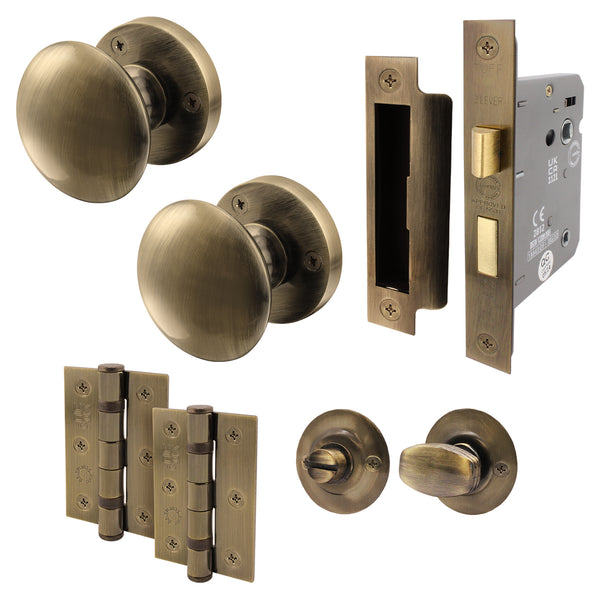 Victorian Antique Brass Mortice Door Knob Kit - 80mm Bathroom Lock - tradefit - Featured Image