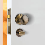 Victorian Antique Brass Mortice Door Knob Kit - 76mm Bathroom Deadbolt & 76mm Hinges - tradefit - 5
