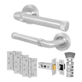 Santana Satin Nickel Lever on Rose Door Handle Kit - Medium Duty FD30/60 - 76mm Latch
