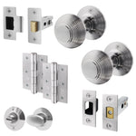 Beehive Satin Chrome Mortice Door Knob Kit - 76mm Bathroom Deadbolt - tradefit - 1