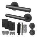 Vigo Matt Black Lever on Rose Door Handle Kit - Medium Duty FD30/60 - 80mm Bathroom Lock
