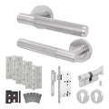 Dumont Satin Nickel Lever on Rose Door Handle Kit - Heavy Duty FD30/60 - DIN Euro Sashlock and Thumbturn Cylinder - Keyed to Differ