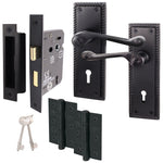 Georgian Rope Edge Scroll Black Door Handle Pack - 80mm Sashlock - tradefit - 1