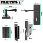 Georgian Rope Edge Scroll Black Door Handle Pack - 64mm Sashlock - tradefit - 3