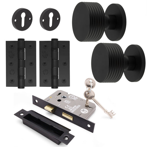 Tangier Matt Black Mortice Door Knob Kit - 80mm Sashlock - tradefit - Featured Image