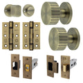 Nador Antique Brass Mortice Door Knob Kit - 76mm Bathroom Deadbolt