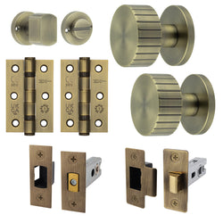 Nador Antique Brass Mortice Door Knob Kit - 76mm Bathroom Deadbolt - tradefit