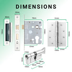 Euroda - Plus Polished Chrome Fire Door Handle Pack - 3 Lever Lock & Thumbturn Cylinder - tradefit - 5