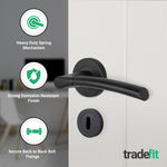 Bosa Matt Black Lever on Rose Door Handle Pack - 80mm Sashlock - tradefit - 4