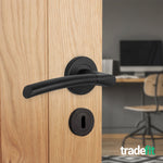 Bosa Matt Black Lever on Rose Door Handle Pack - 64mm Sashlock - tradefit - 6