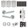 Dumont Polished Chrome Lever on Rose Door Handle Kit - Heavy Duty FD30/60 - DIN Euro Sashlock and Double Cylinder - Master Keyed