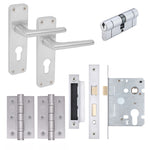 Contractor Satin Aluminium Door Handle Pack - Euro Sashlock and Double Cylinder - tradefit - 1
