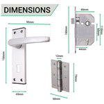 Aluminium Council Lever Lock Pack - 150 x 40mm - 66mm Lock x 76mm Hinges - Satin Aluminium - tradefit - 4