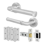 Santana Satin Nickel Lever on Rose Door Handle Kit - 64mm Latch - tradefit - 1