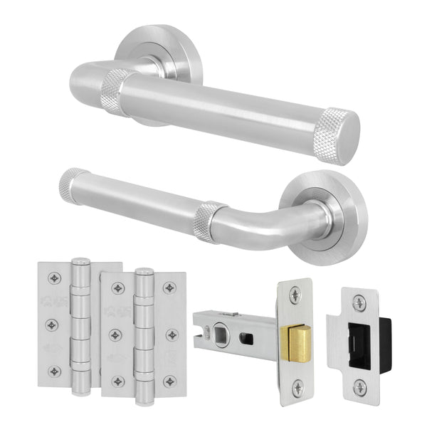 Santana Satin Nickel Lever on Rose Door Handle Kit - 64mm Latch - tradefit - Featured Image