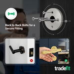 Dumont Satin Brass Lever on Rose Door Handle Kit - Medium Duty FD30/60 - 80mm Euro Sashlock and Thumbturn Cylinder - Keyed Alike - tradefit - 3