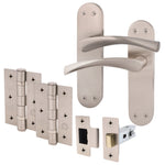 Nola Satin Nickel Door Handle Pack - 76mm Latch - tradefit - 1