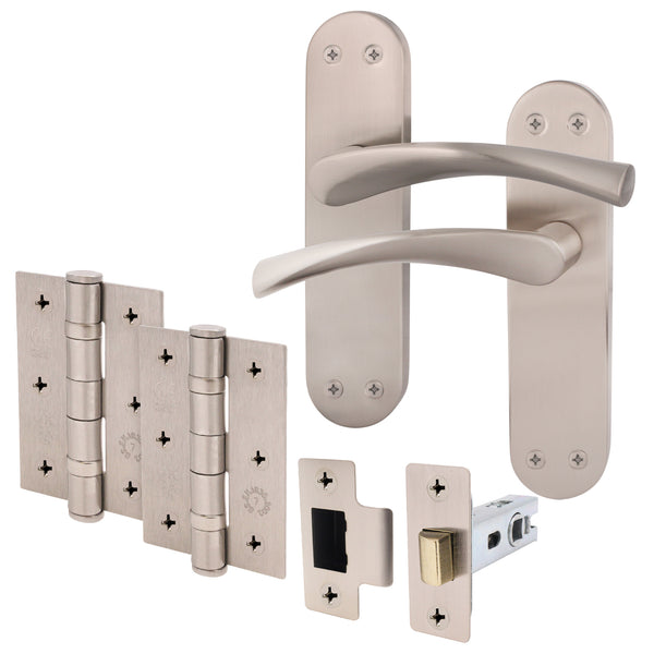 Nola Satin Nickel Door Handle Pack - 76mm Latch - tradefit - Featured Image