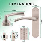 Nola Satin Nickel Door Handle Pack - 64mm Latch - tradefit - 3