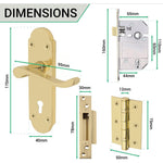Victorian Rectory Polished Brass Lever Door Handle Pack - BS3621 5 Lever Lock - tradefit - 4