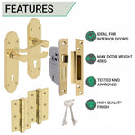 Victorian Rectory Polished Brass Lever Door Handle Pack - BS3621 5 Lever Lock - tradefit - 3