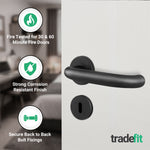 Return to Door Lever on Rose Matt Black Door Handle Kit - Medium Duty FD30/60 - 80mm Sashlock - tradefit - 5