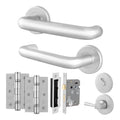 Return to Door Lever on Rose Aluminium Door Handle Kit - Medium Duty - 80mm Bathroom Lock